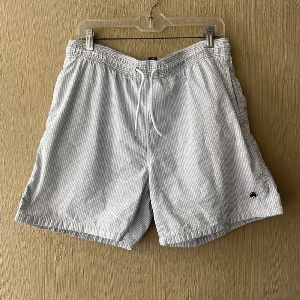 Brooks Brothers 346 Swim Trunks Shorts Mens Large blue white pockets swimsuit